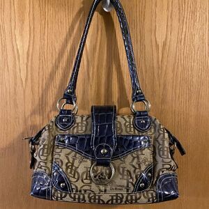 Genna De Rossi Purse, Tan, Brown & Dark Blue/Dark Purplish. (P05)